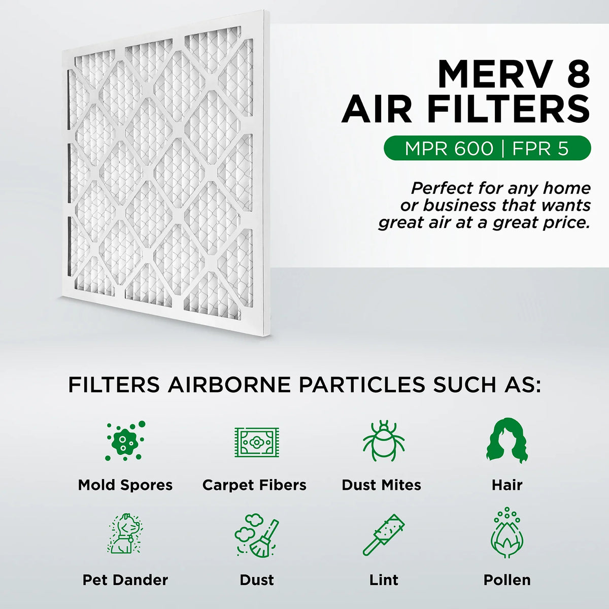dimension: x Quantity 19.5 Air 6. Pleated Air 0.75 Furnace (Actual Inches) 15x20x1 14.5 AC MERV Pamlico 8 x Filters.