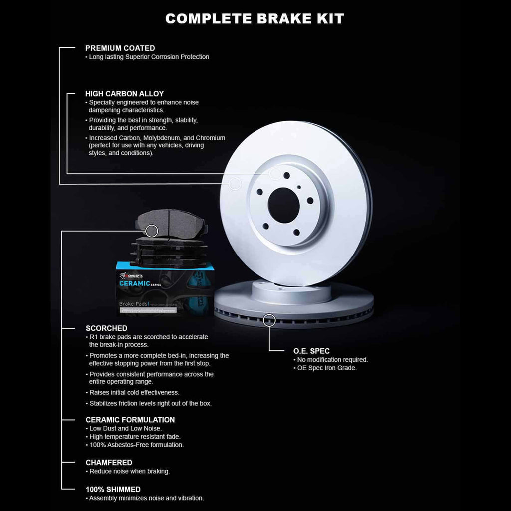 R1 Brake Carbon Concepts 59053 Rotor 2000 CIVIC Pads Coated Concepts CIVIC SI/SIR, 1999 R1 HONDA With Fits SI select: Wdwh2 HONDA Ceramic
