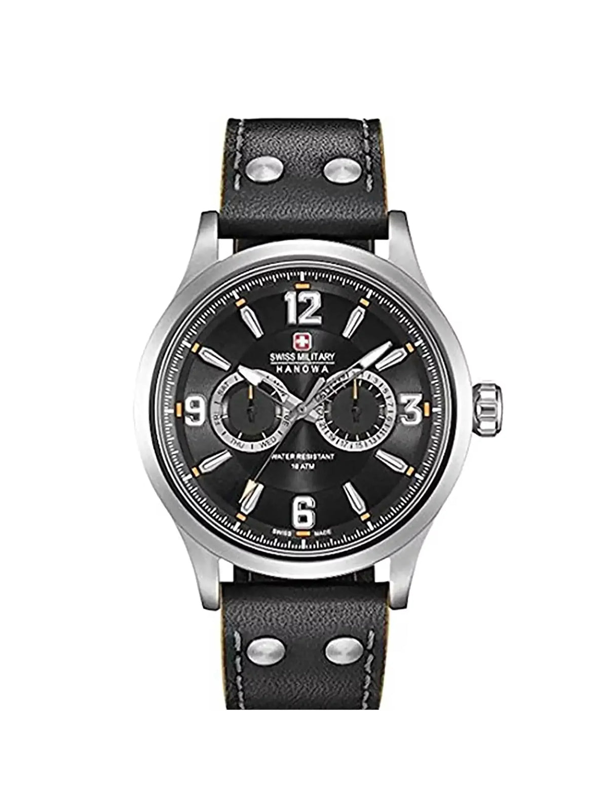 Quartz Military Black 06-4307.04.007 Swiss Mens Dial S-Steel Hanowa Watch