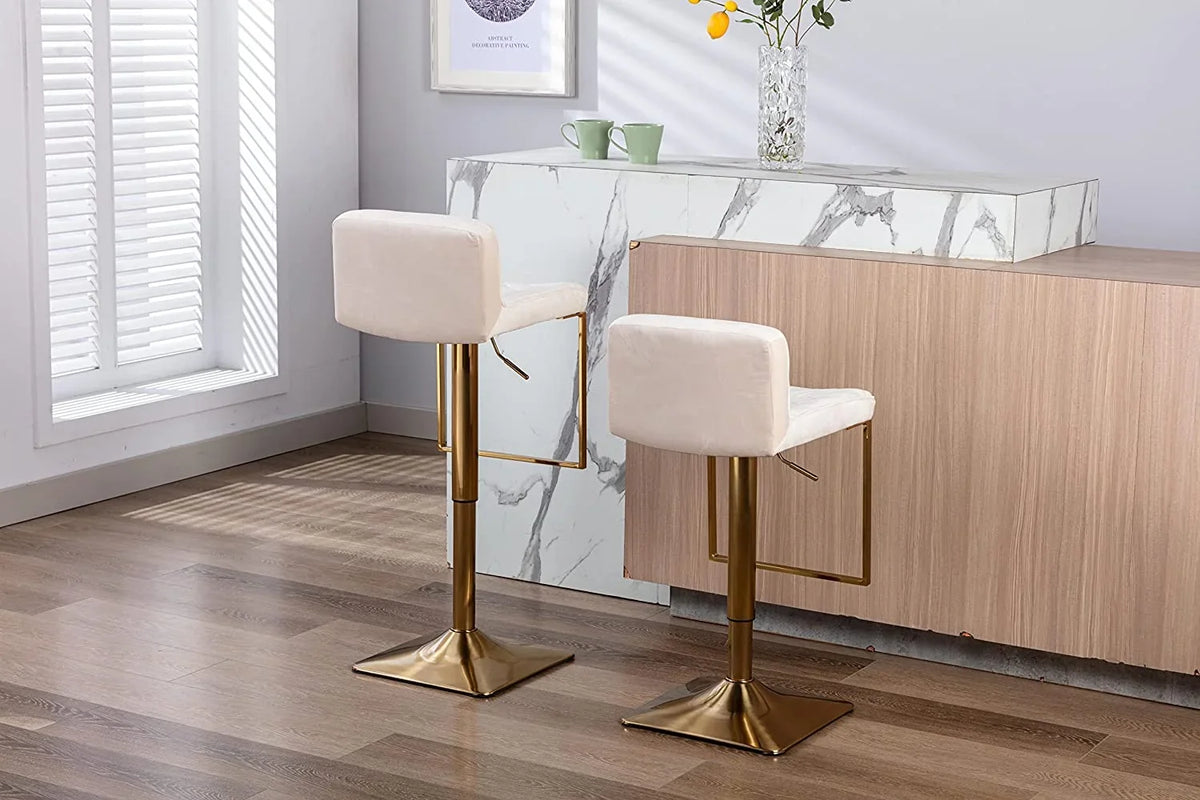 Kitchen Swivel para Counter Stools Barstools Chair Velvet Gold for Adjustable Island cocina Set Modern Height Stools Chairs Stools xrboomlife barra de of Height Island (Ivory sillas