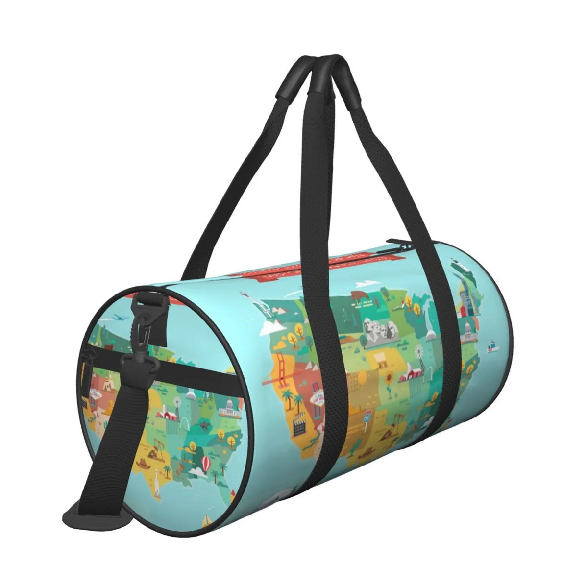 USA Pocket Bag and Tourist Coaee Large Compartment Map Travel with Luggage Sports Bag Cylinder Capacity Waterproof Bag Gym