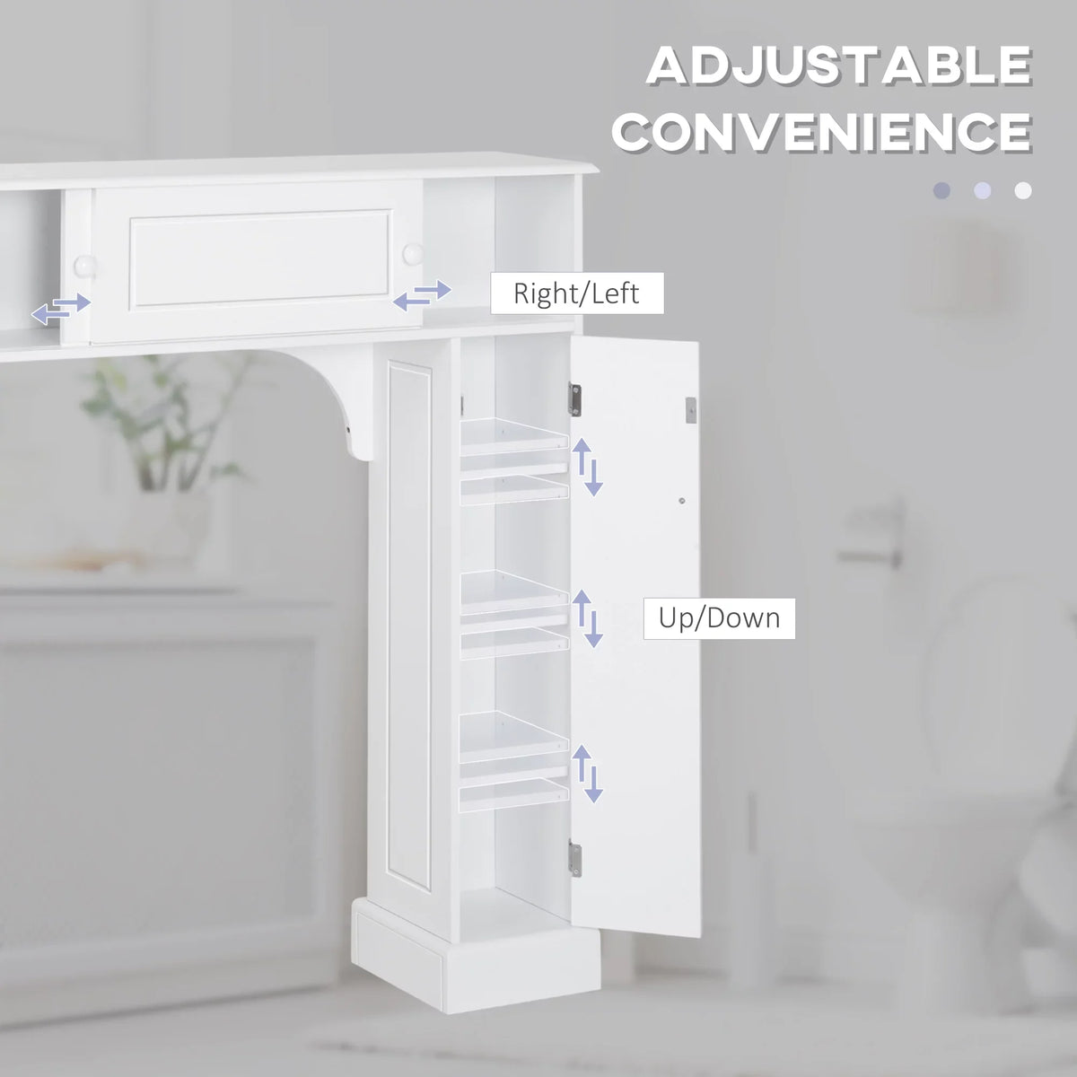 Over Freestanding Toilet Shelves, Storage Organizer Cabinet, kleankin Bathroom White Toilet Rack, with Adjustable the Bathroom