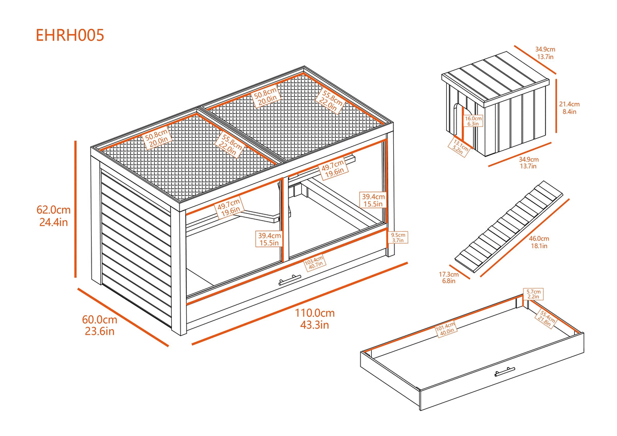 Grey ECOFLEX® Indoor Habitat-Nantucket Avenue Jumbo Hutch Rabbit Park
