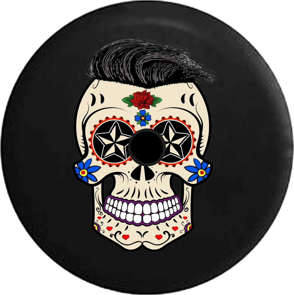 Skull Backup Jeep Tattoo Camera for Sugar 2019 JL 33 Tire Inch Cover Wrangler Spare 2018 RV Hair with