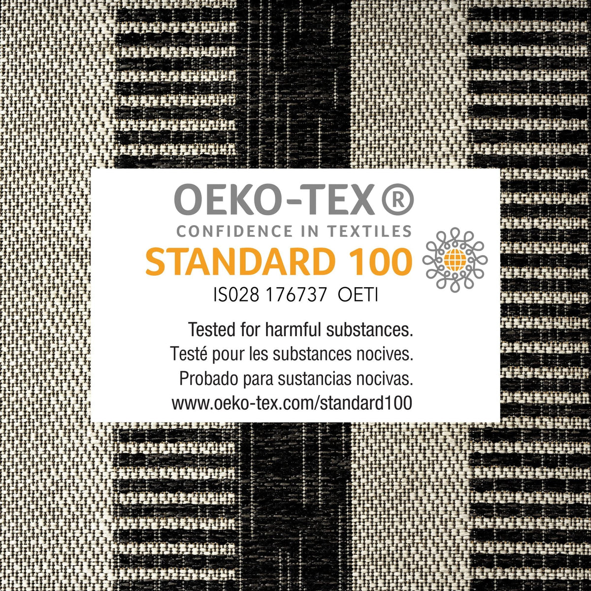Area Striped 5'2"x7'2" Nicole Black/Grey, Patio Charlotte Rug, York New Modern Country Miller Indoor/exterior