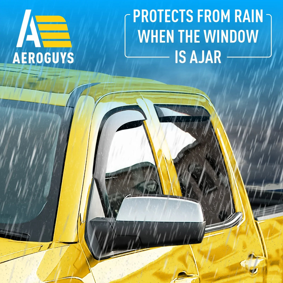Extra 1500 AG0421 Rain Guards Fit Visors, Window (Chevy) 2014-2018 Sun Visors, Window Crew Deflectors Chevrolet for -4pcs. In-Channel Vent Accessories Cab, AEROGUYS Wind Silverado Durable Truck Visors