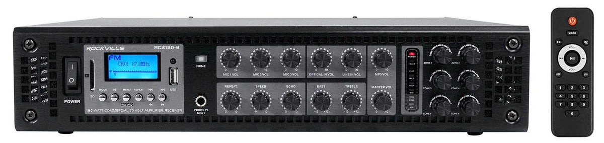 24" COL600-BK 70V Array Speakers+Amp Wall Commercial Mount (6) Column Black JBL