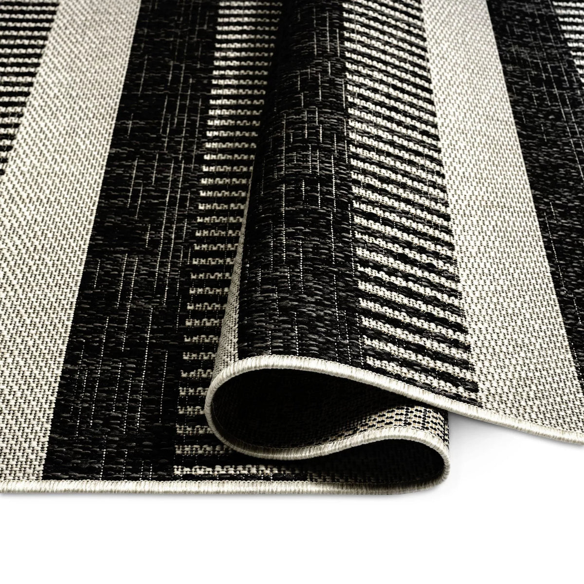 Area Striped 5'2"x7'2" Nicole Black/Grey, Patio Charlotte Rug, York New Modern Country Miller Indoor/exterior