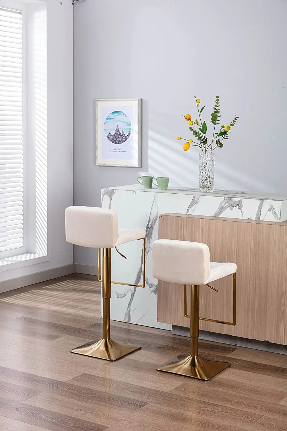 Island Stools Set Adjustable Modern (Ivory of Velvet Island Stools cocina sillas para Height de Kitchen Counter Height Barstools Gold TJUNBOLIFE Swivel Chairs Stools barra Chair for