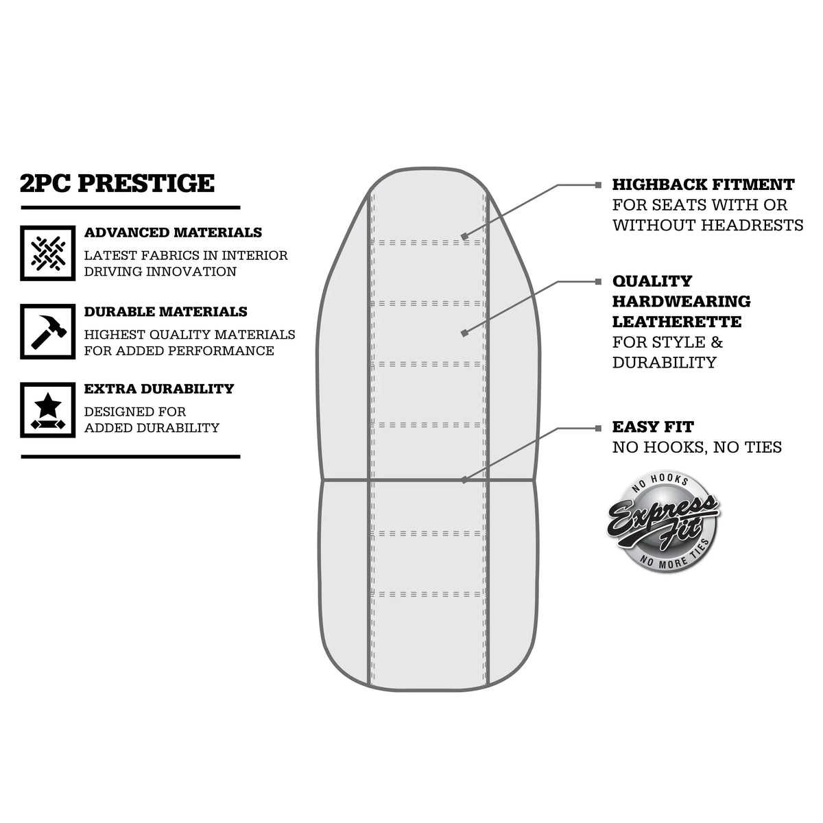 Seat Car Dickies Beige, Piece 806514 Front Vegan Prestige Leather 2 Genuine Covers