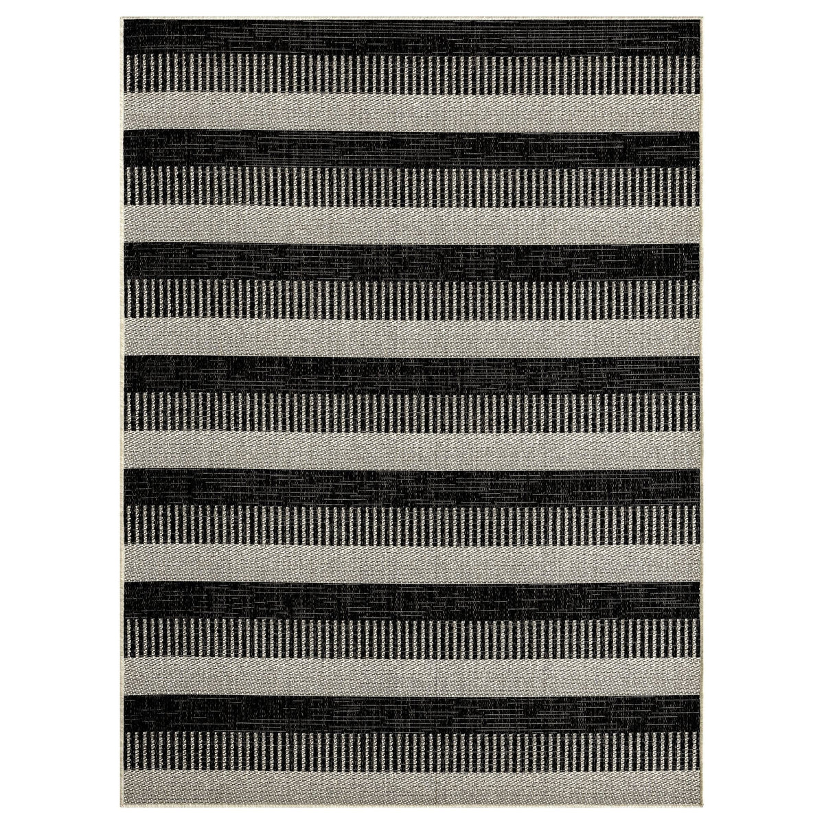 Area Striped 5'2"x7'2" Nicole Black/Grey, Patio Charlotte Rug, York New Modern Country Miller Indoor/exterior
