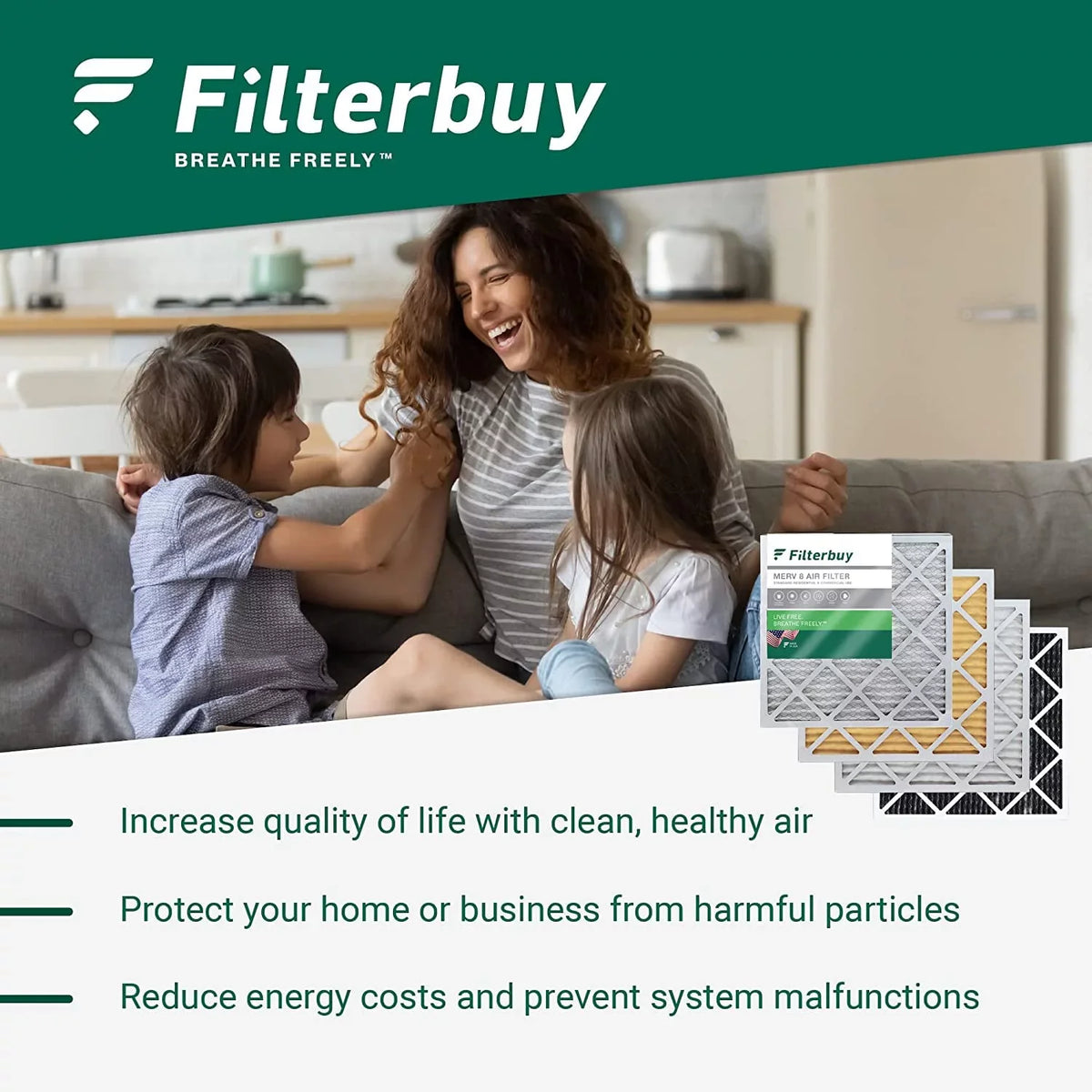 23.5x23.5x1 Air Filterbuy AC HVAC 8 Pleated Filters MERV (3-Pack) Furnace