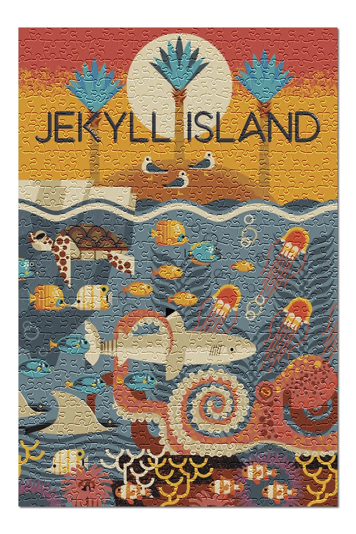 Georgia, (19x27 Piece Premium Jekyll Puzzle Textured 500 Family, and Geometric in Adults Jigsaw USA) Made for inches, Island,