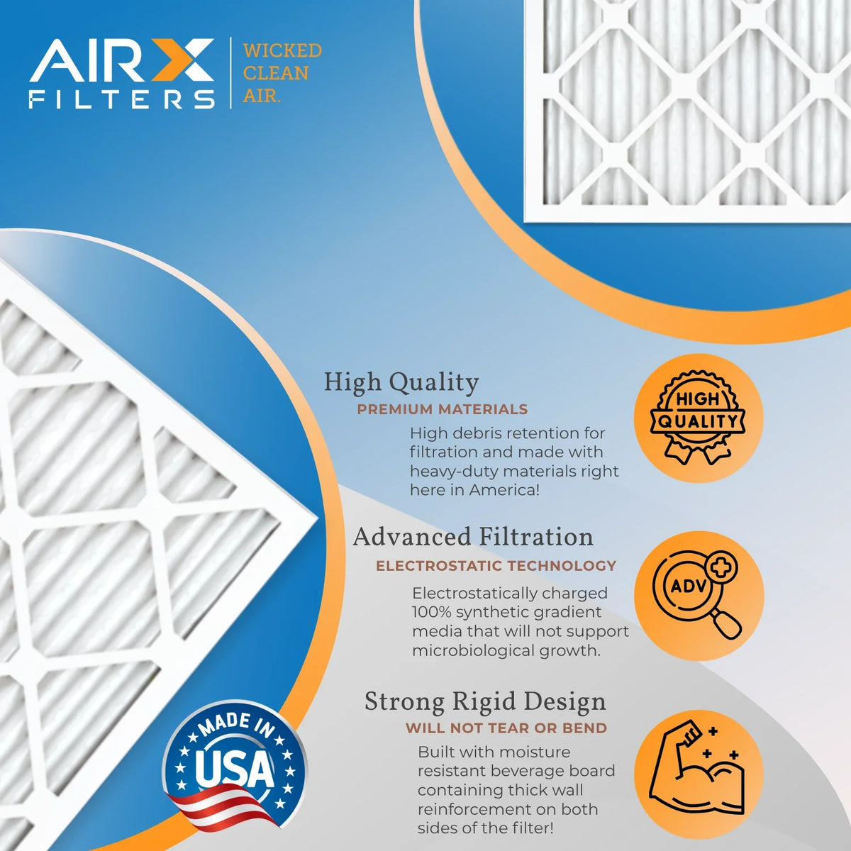 Pack Comparable AIR. - Furnace CLEAN AIRX 11 FILTERS Air Filters WICKED USA of 12 1000, 7 in MPR by 24x25x1 Filter & Made 1200 to Rating, MPR MERV FPR