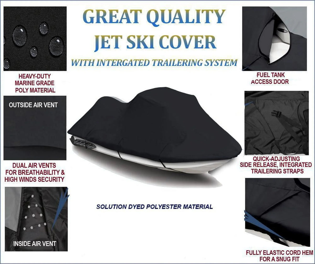 PWC for JET Compatible Polaris Cover 1999 BLACK Seater Pro 1-2 SKI 785 600D 2000